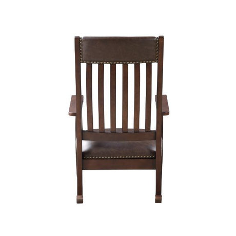 Raina - Rocking Chair - Brown PU & Walnut Finish