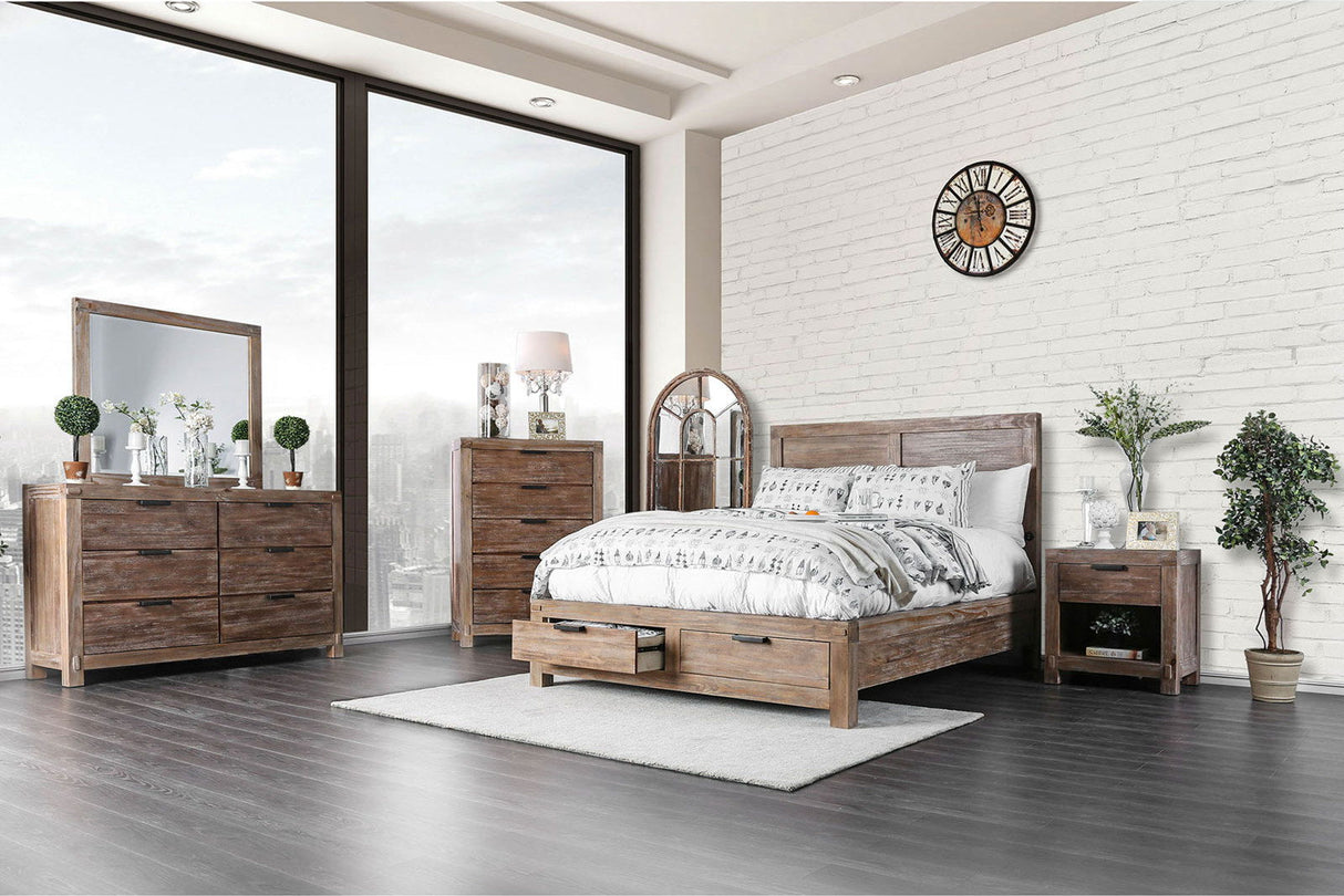 Furniture of America Wynton - Mirror - Weathered Light Oak | Meri Furniture