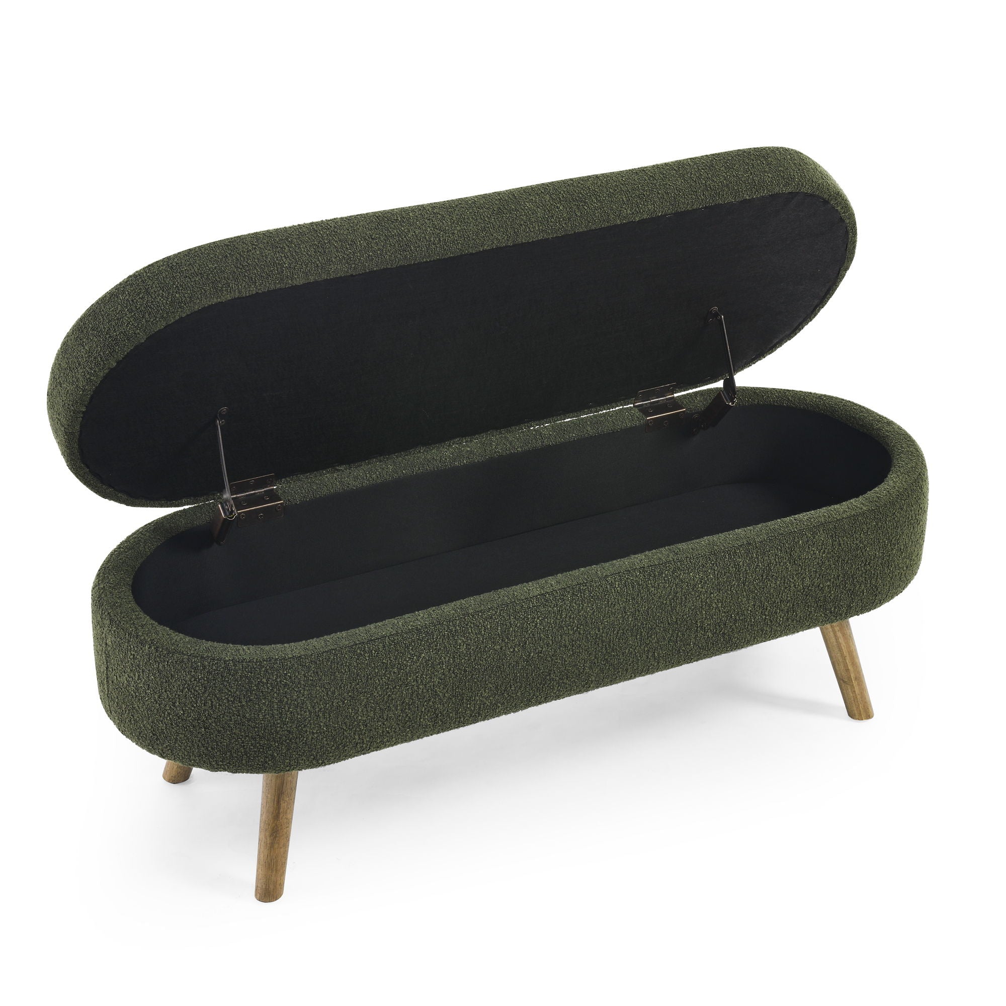 Ottoman Oval Storage Bench With Rubber Wood Legs
