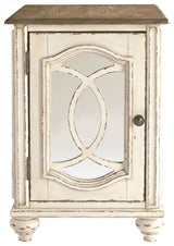 Ashley Furniture Realyn - White / Brown - Chair Side End Table - Insert Mirror | Meri Furniture