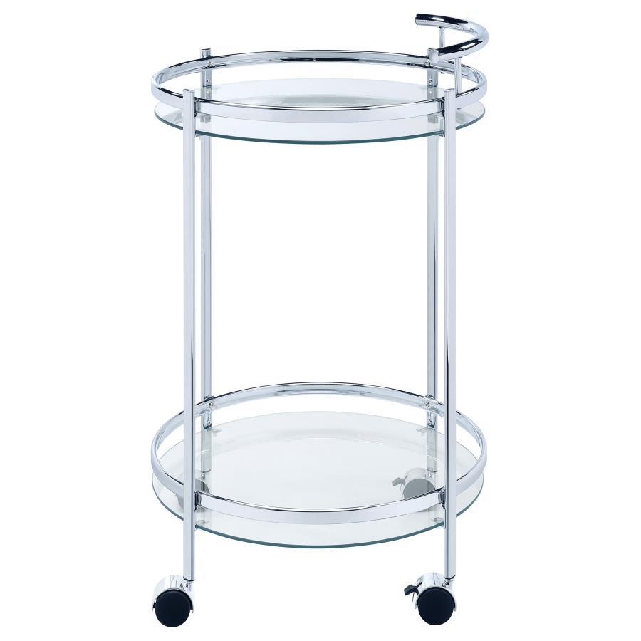 Coaster Fine Furniture Chrissy - Round Glass Shelf Metal Bar Cart | Meri Furniture