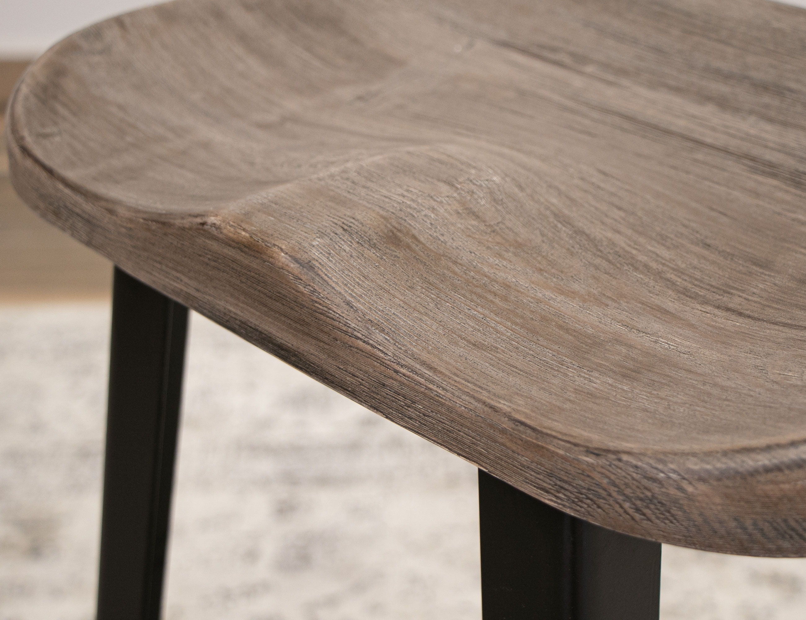 International Furniture Direct Blacksmith - 24" Stool - Truffle Brown / Oil Black | Meri Furniture