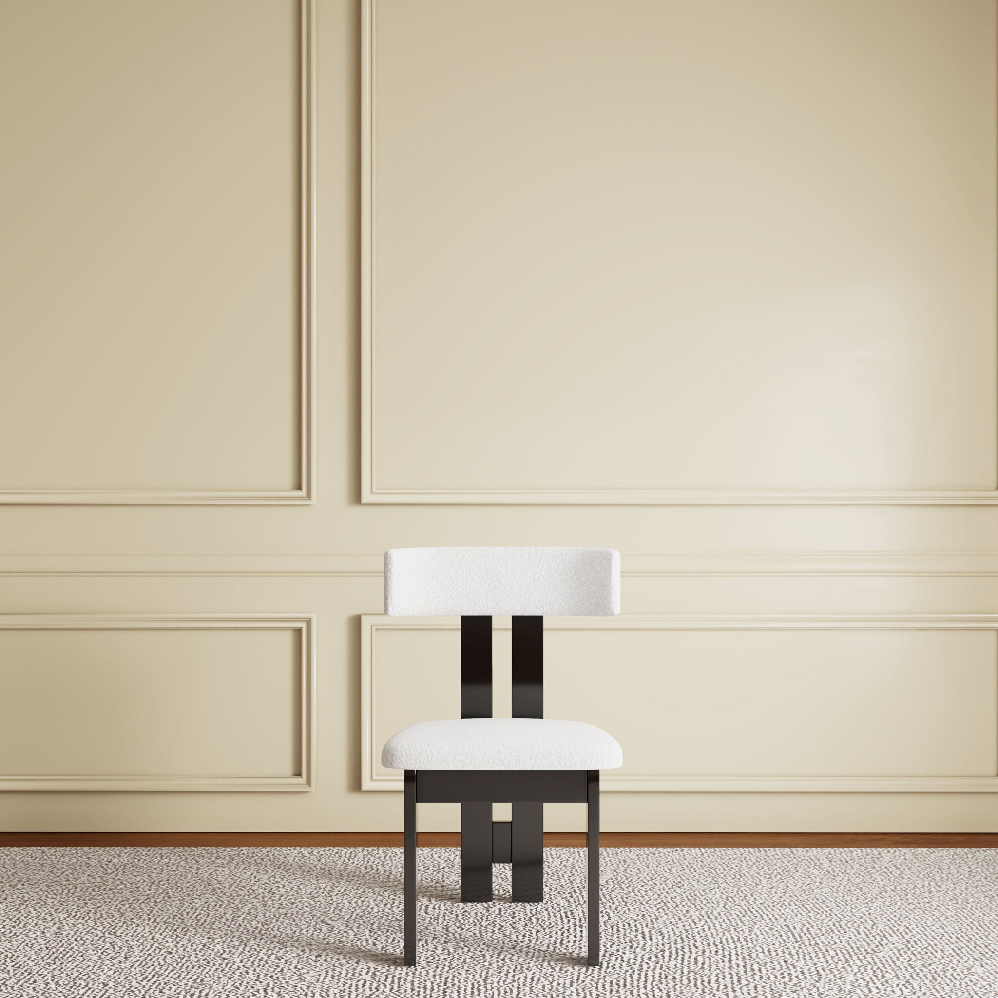 Modern Dining Chairs, Vertical Backrest Kitchen Chairs For Dining Room (Set of 2) - White