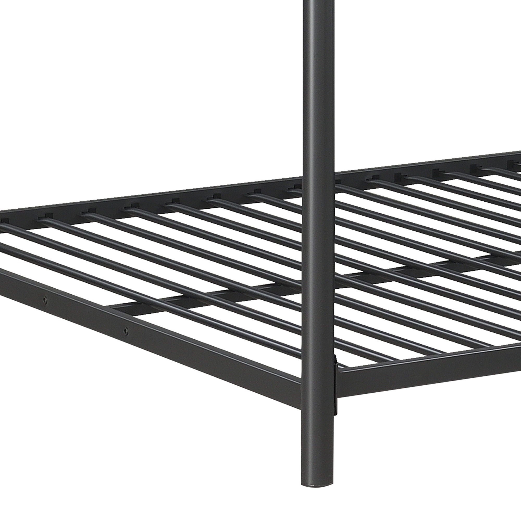 Triple Bunk Bed, Full Size With Sturdy Metal Frame And Safe Stairs - Black