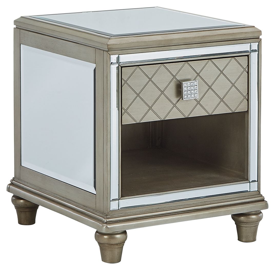Ashley Furniture Chevanna - Platinum - Rectangular End Table | Meri Furniture