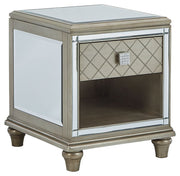 Ashley Furniture Chevanna - Platinum - Rectangular End Table | Meri Furniture