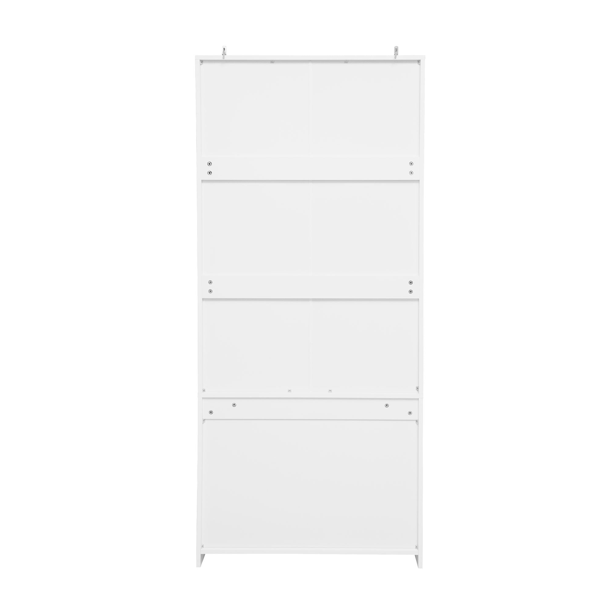 Hollow Pattern 2 Door 3 Drawer Wardrobe, The Collision Of Wood Color, Suitable For Bedrooms And Dressing Rooms - White