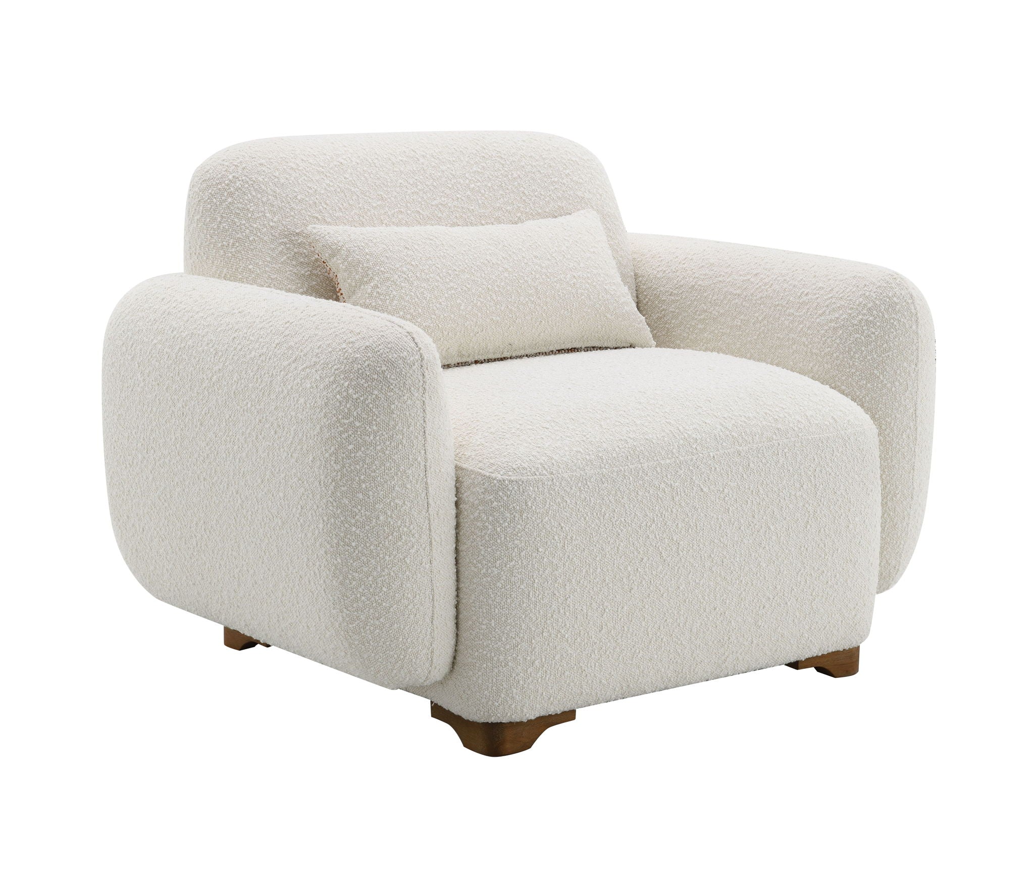 Darius - Boucle Accent Chair With 1 Toss Pillow - Beige