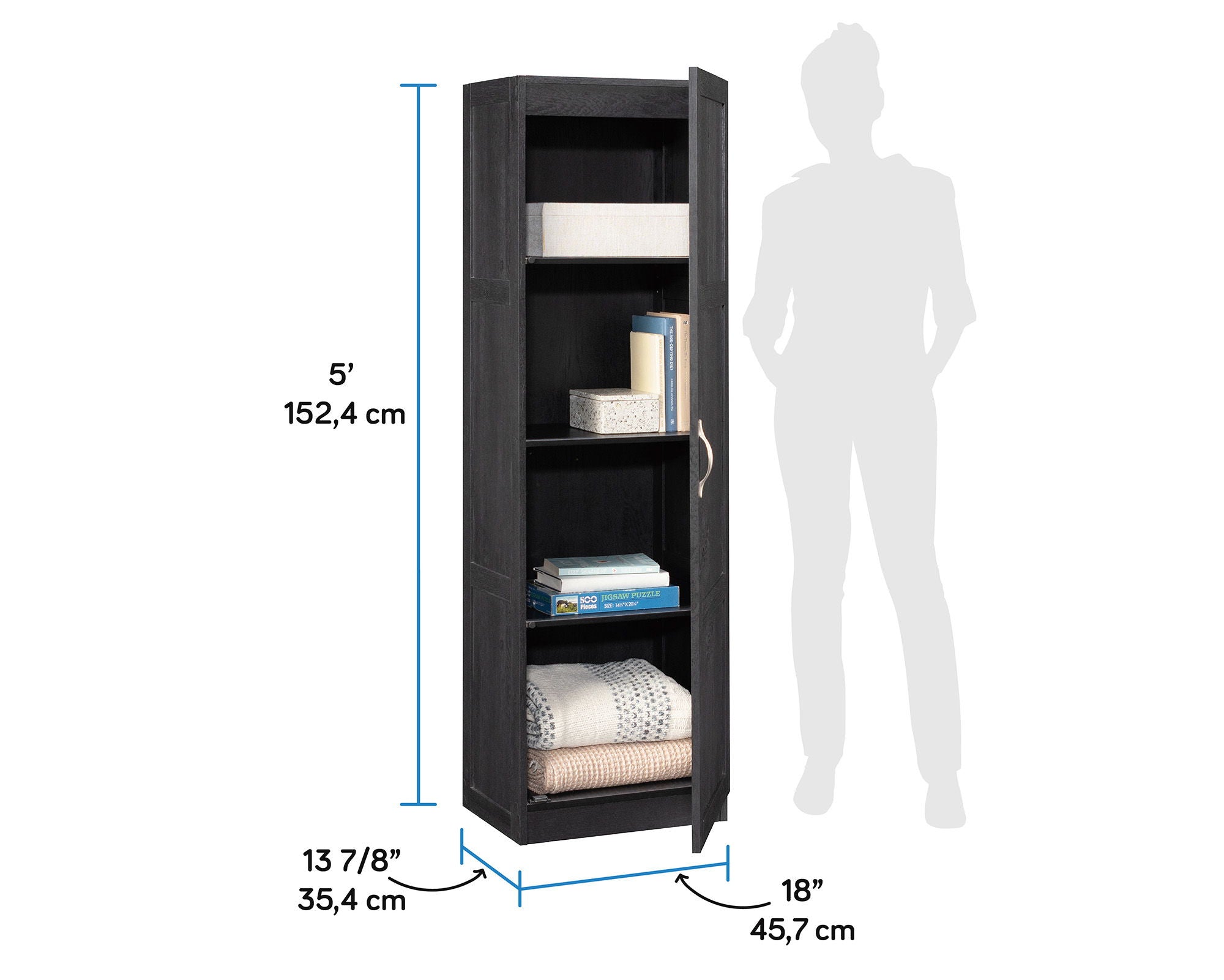 4-Shelf Storage Cabinet in Raven Oak