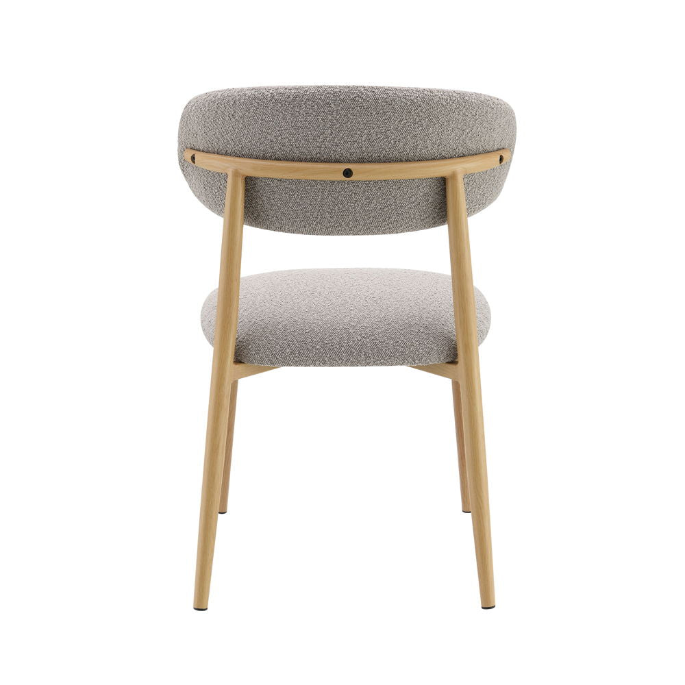 ACME Kacey - Side Chair (Set of 2) - Gray Boucle & Natural Finish | Meri Furniture