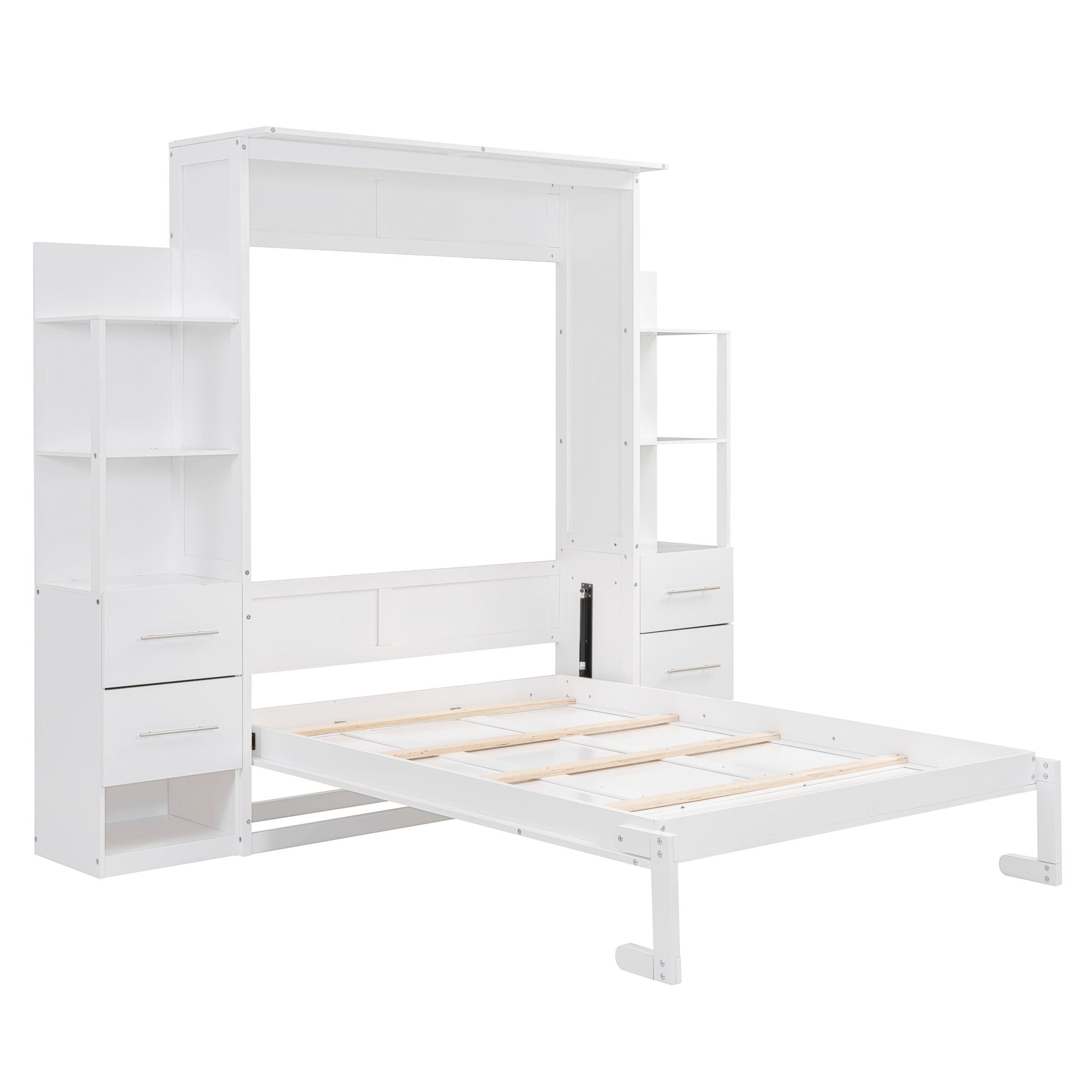 Murphy Wall Bed With Shelves, Drawers And LED Lights