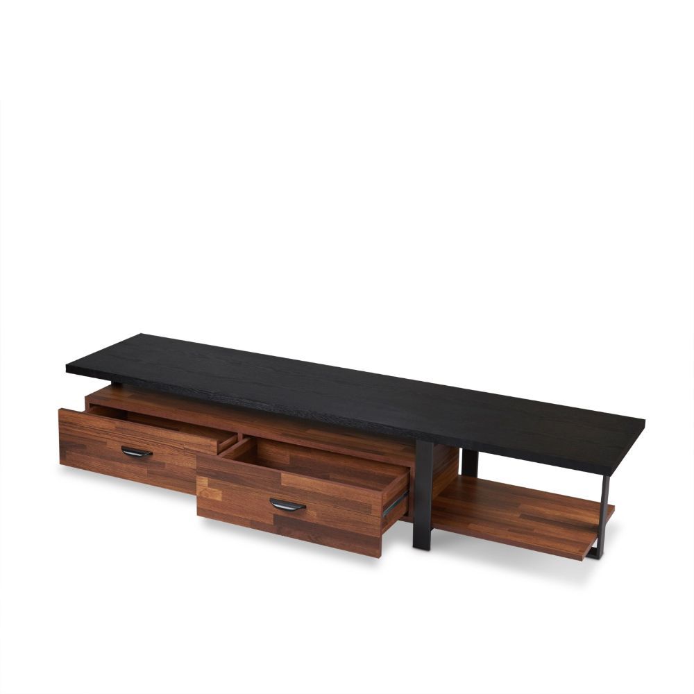 ACME Elling - TV Stand - Walnut & Black | Meri Furniture