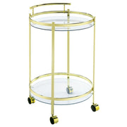 Coaster Fine Furniture Chrissy - Round Glass Shelf Metal Bar Cart | Meri Furniture