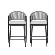 Outdoor 26" Counter Height Metal Frame Counter Stools With Scallop Shaped Backrest & Water Resistant Cushions