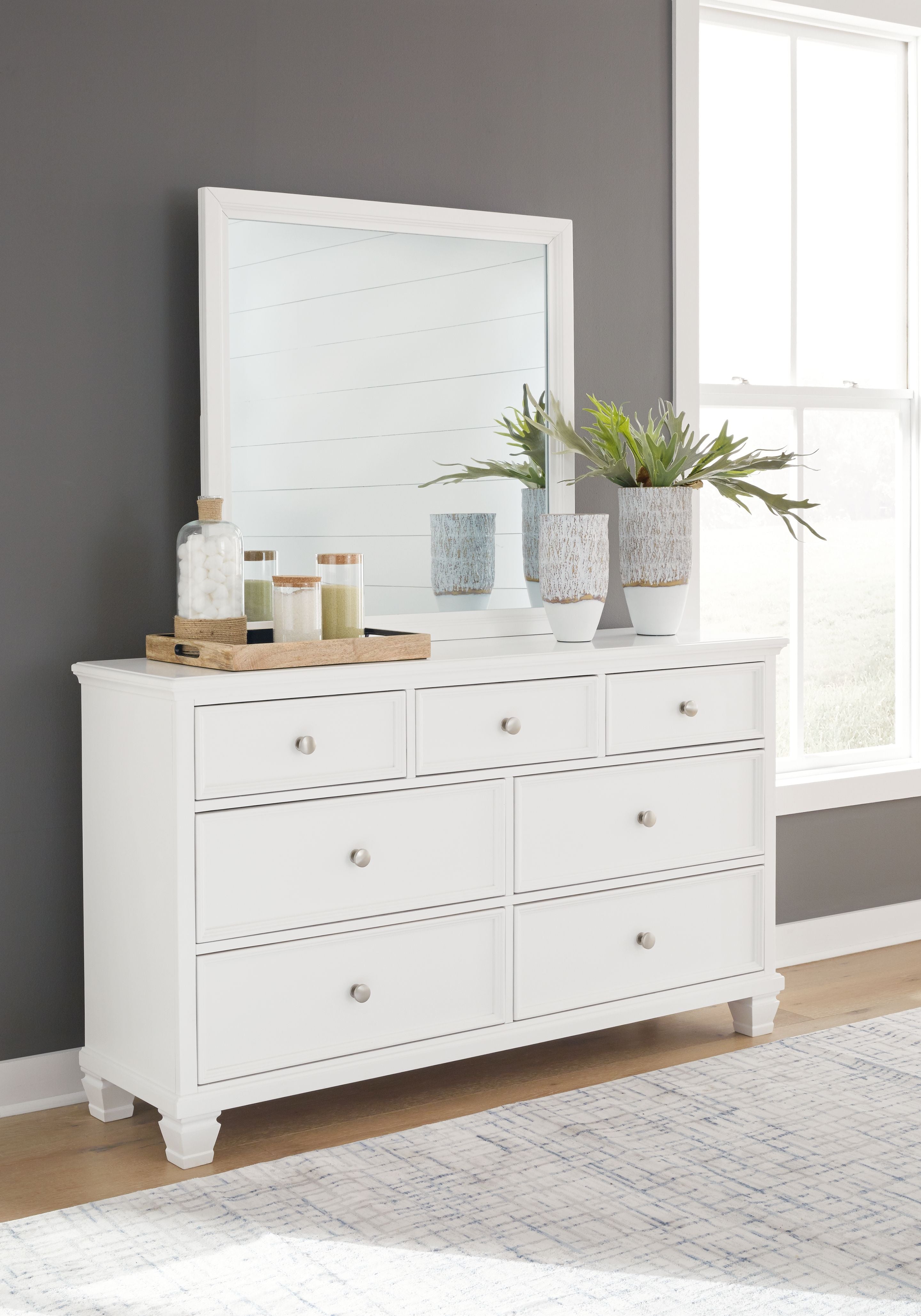 Signature Design by Ashley® Fortman - White - Dresser And Mirror | Meri Furniture