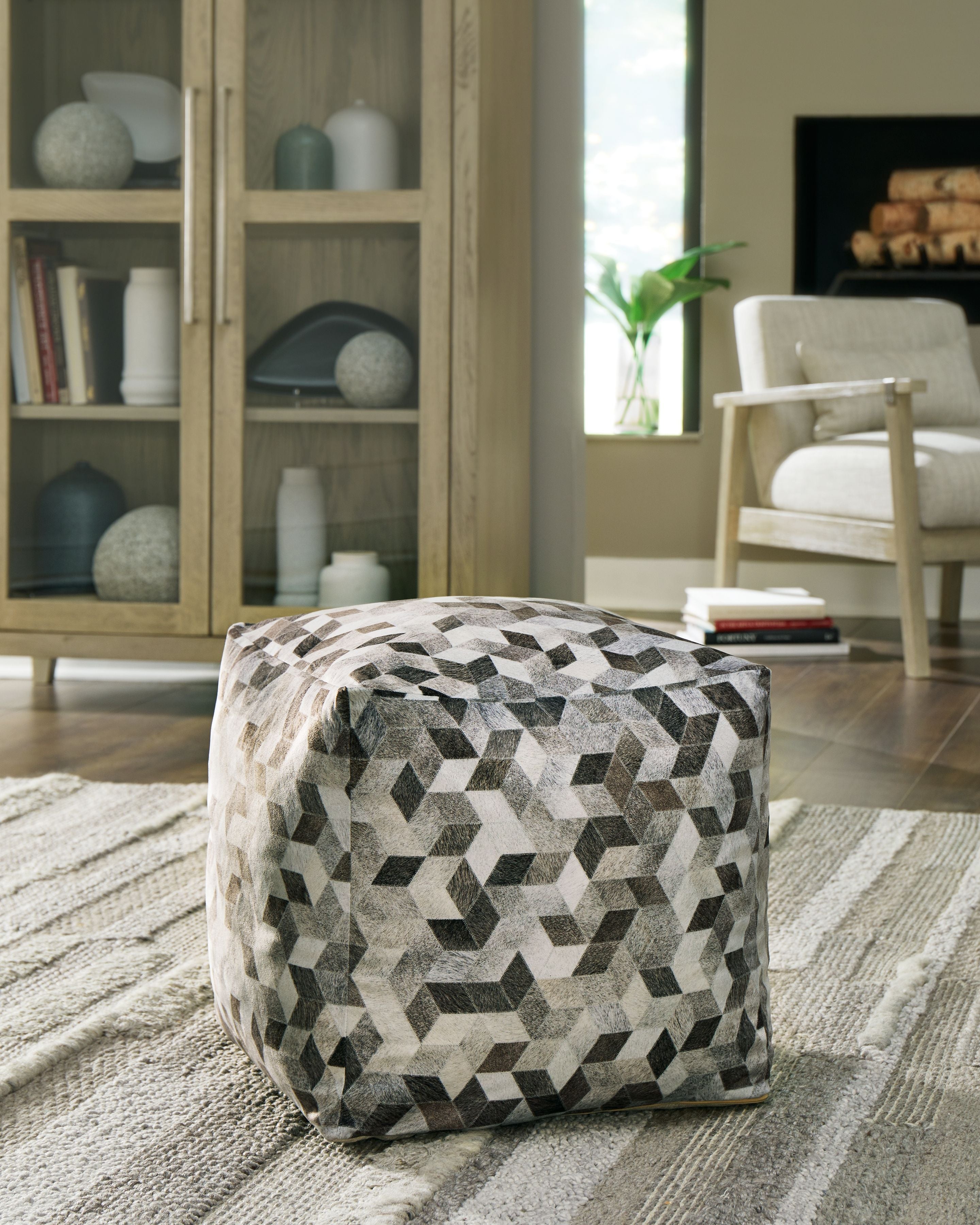 Signature Design by Ashley® Albermarle - Gray / Brown - Pouf | Meri Furniture