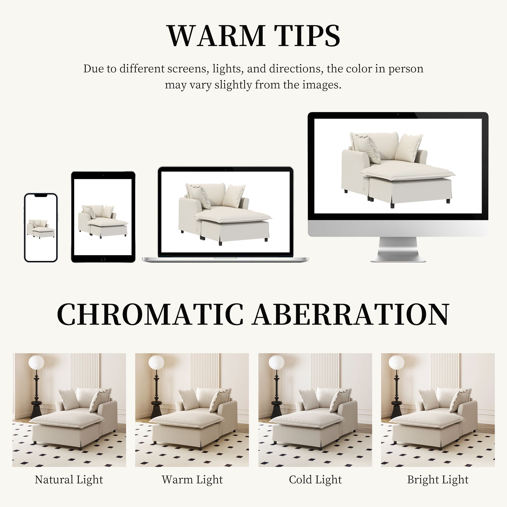 Oversized Chaise Lounge Indoor Single Sofa Bed With Wide Seat, Upholstered Lazy Sleeper Armchair With Movable Ottoman Reading Couch Set