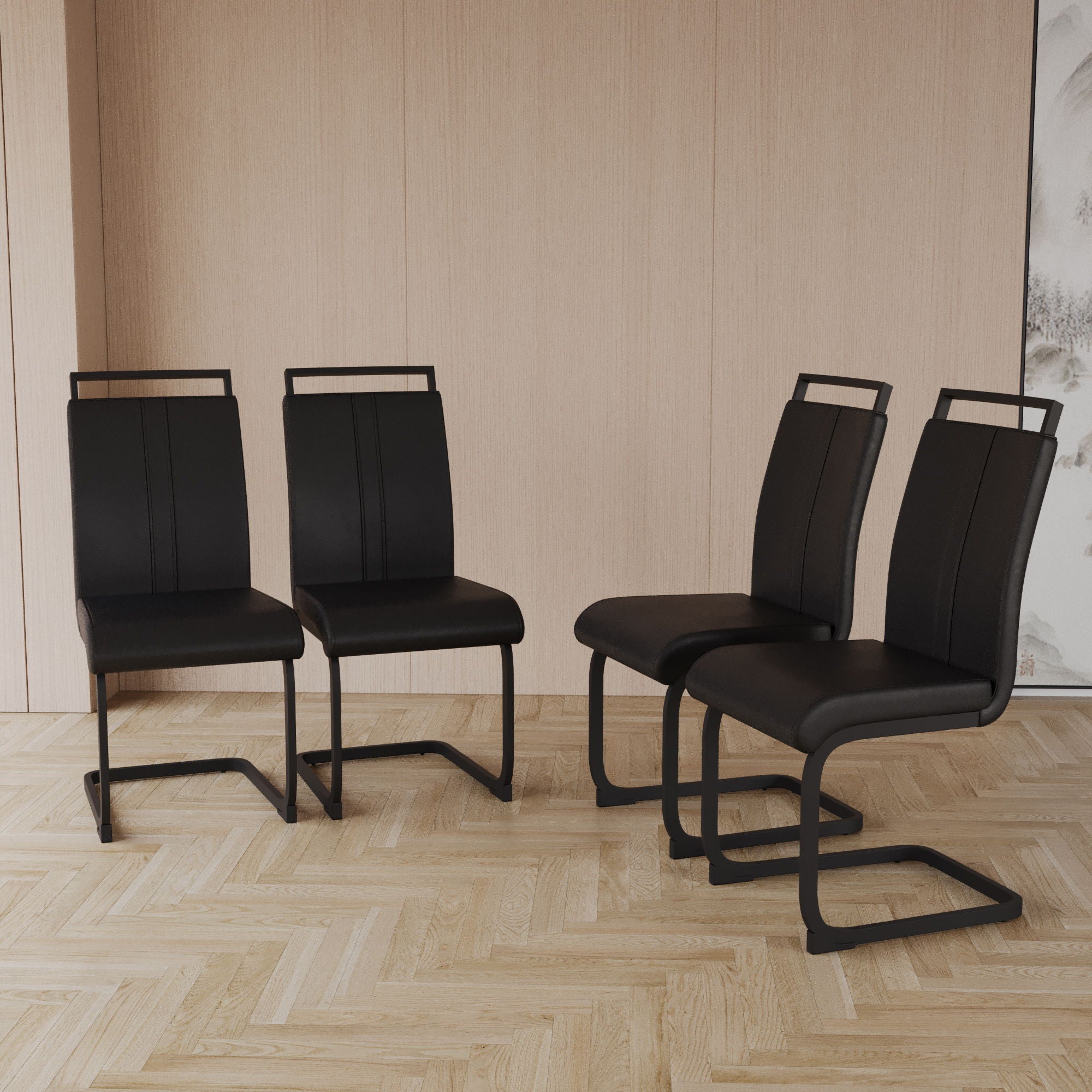 Modern Dining Chairs With High Back Upholstered Design Metal Legs