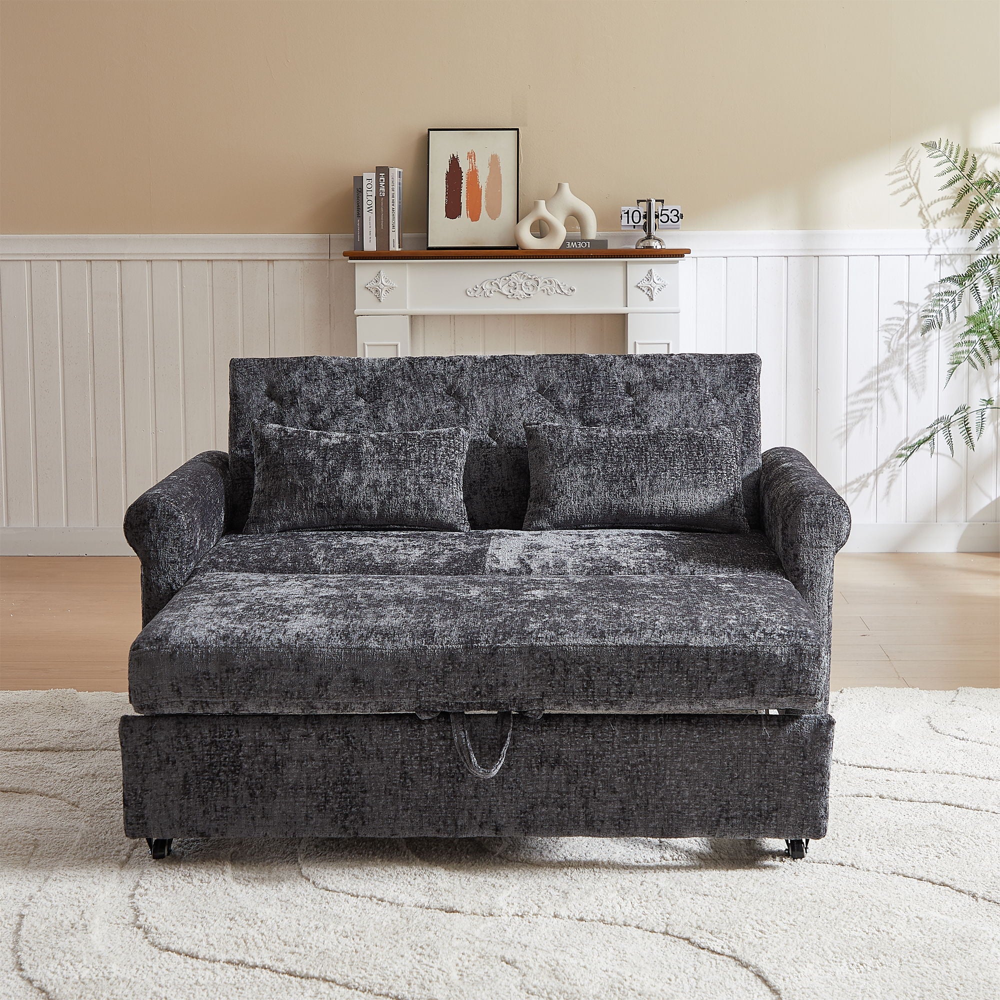 Loveseat Sofa Bed, Pull - Out Couch Sleeper & 2 Pillows