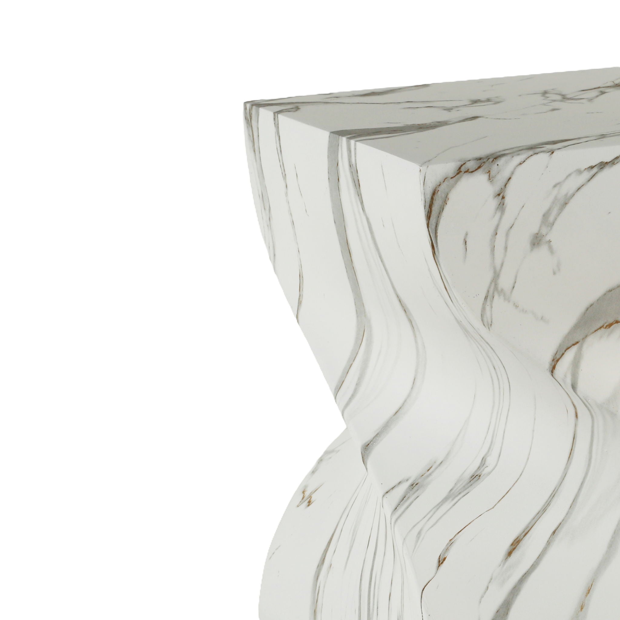 Outdoor End Table, Round Side Table For Patio And Garden - Marble