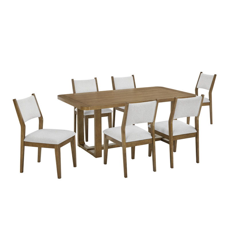 Darla 7Pc 72" Rectangular Walnut Oak Finish Sled Dining Set