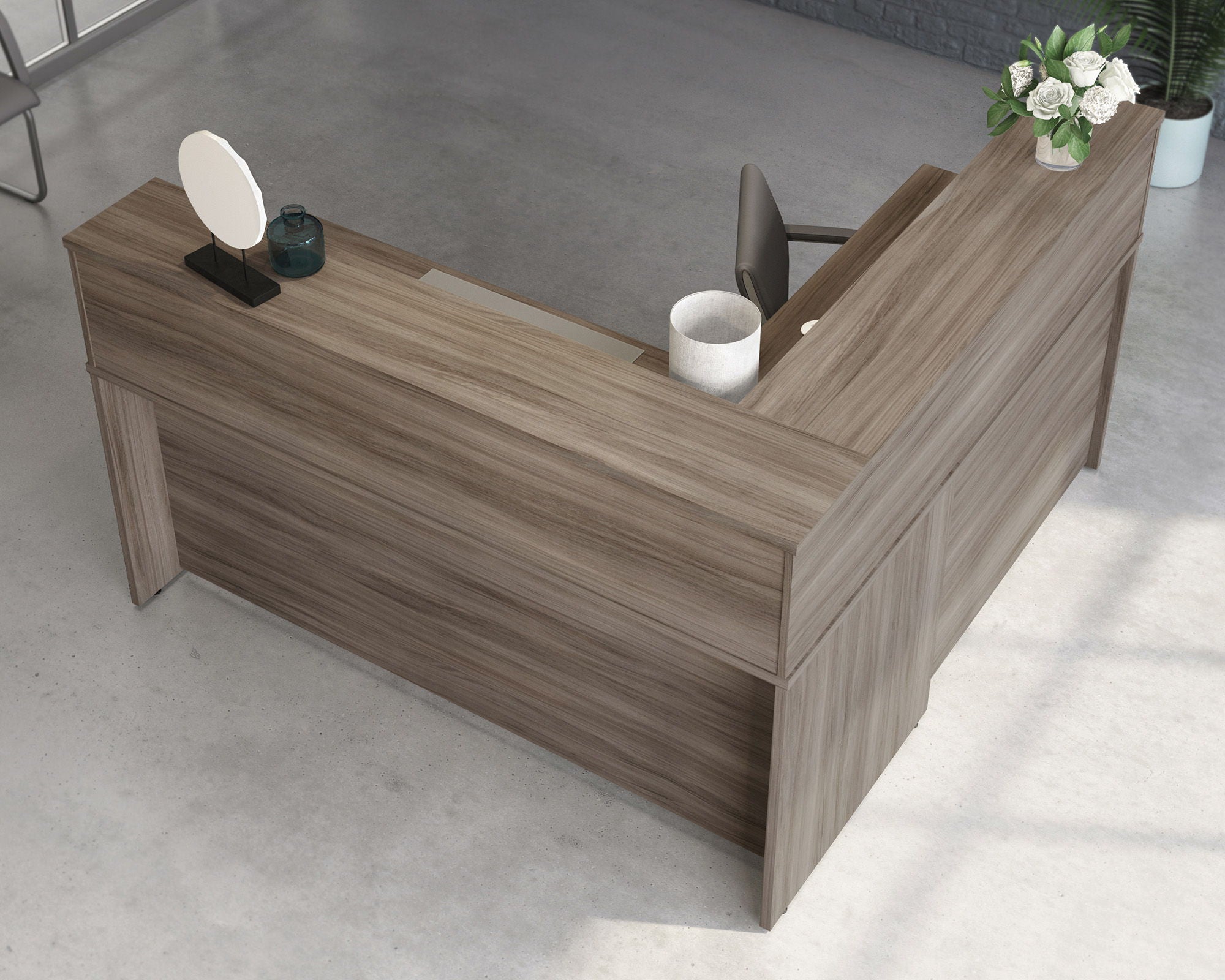 Reception Desktop Hutch in Hudson Elm