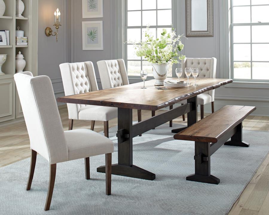 Coaster Fine Furniture Bexley - 5 Piece Rectangular Live Edge Dining Table Set - Honey | Meri Furniture