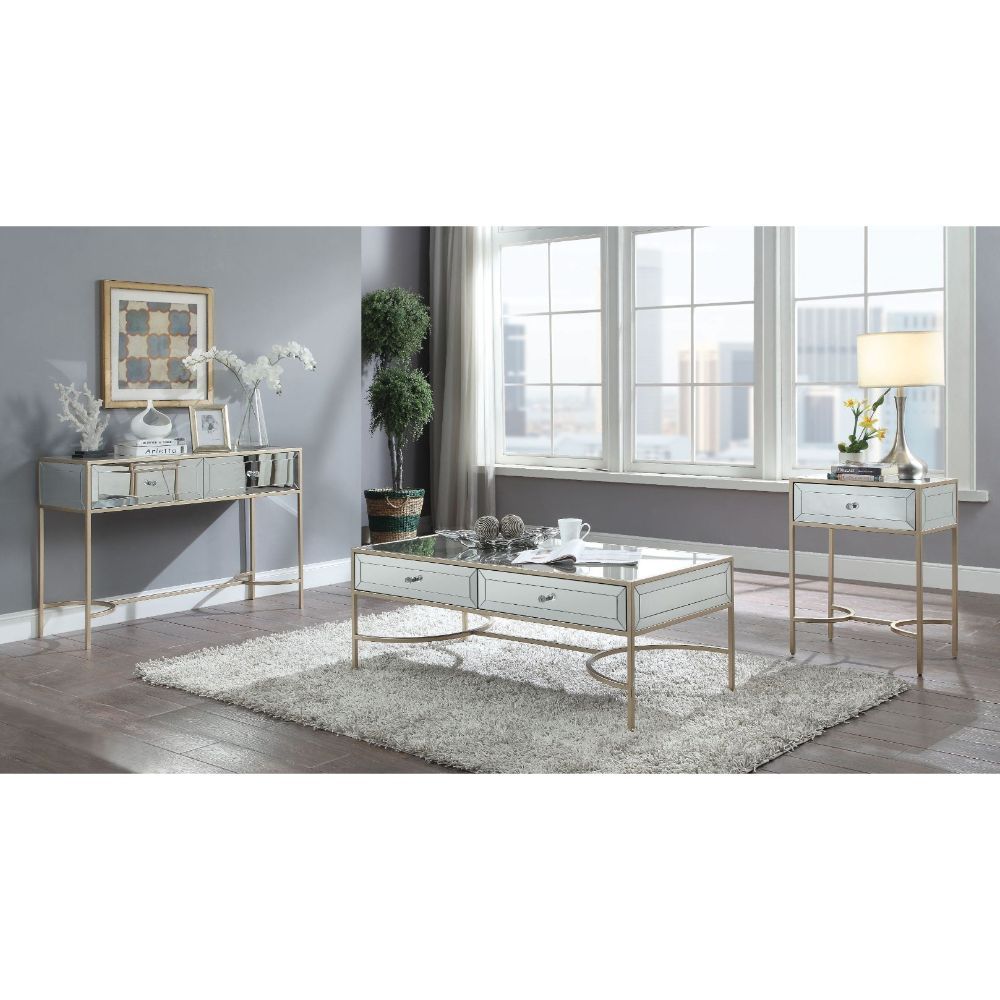 ACME Wisteria - Coffee Table - Mirrored & Rose Gold | Meri Furniture