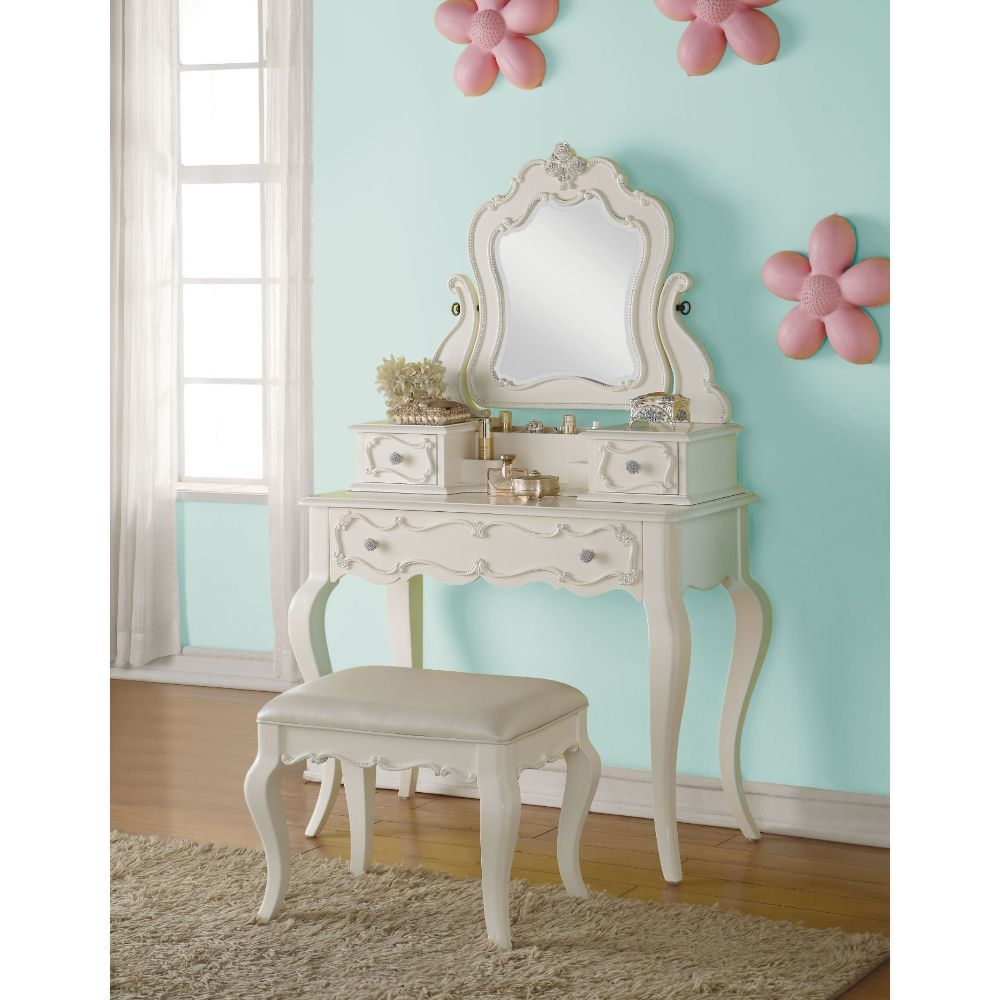 ACME Edalene - Vanity Desk - Pearl White | Meri Furniture