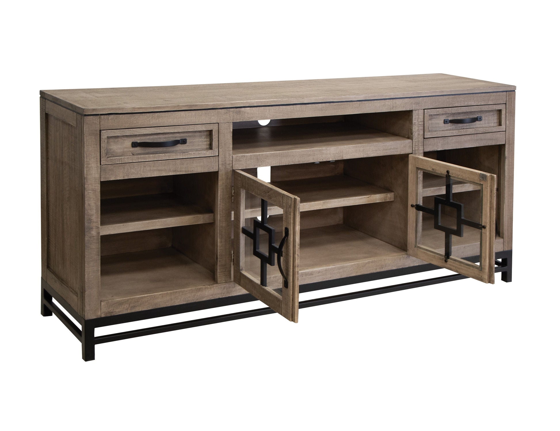 International Furniture Direct Blacksmith - TV Stand - Truffle Brown / Oil Black | Meri Furniture