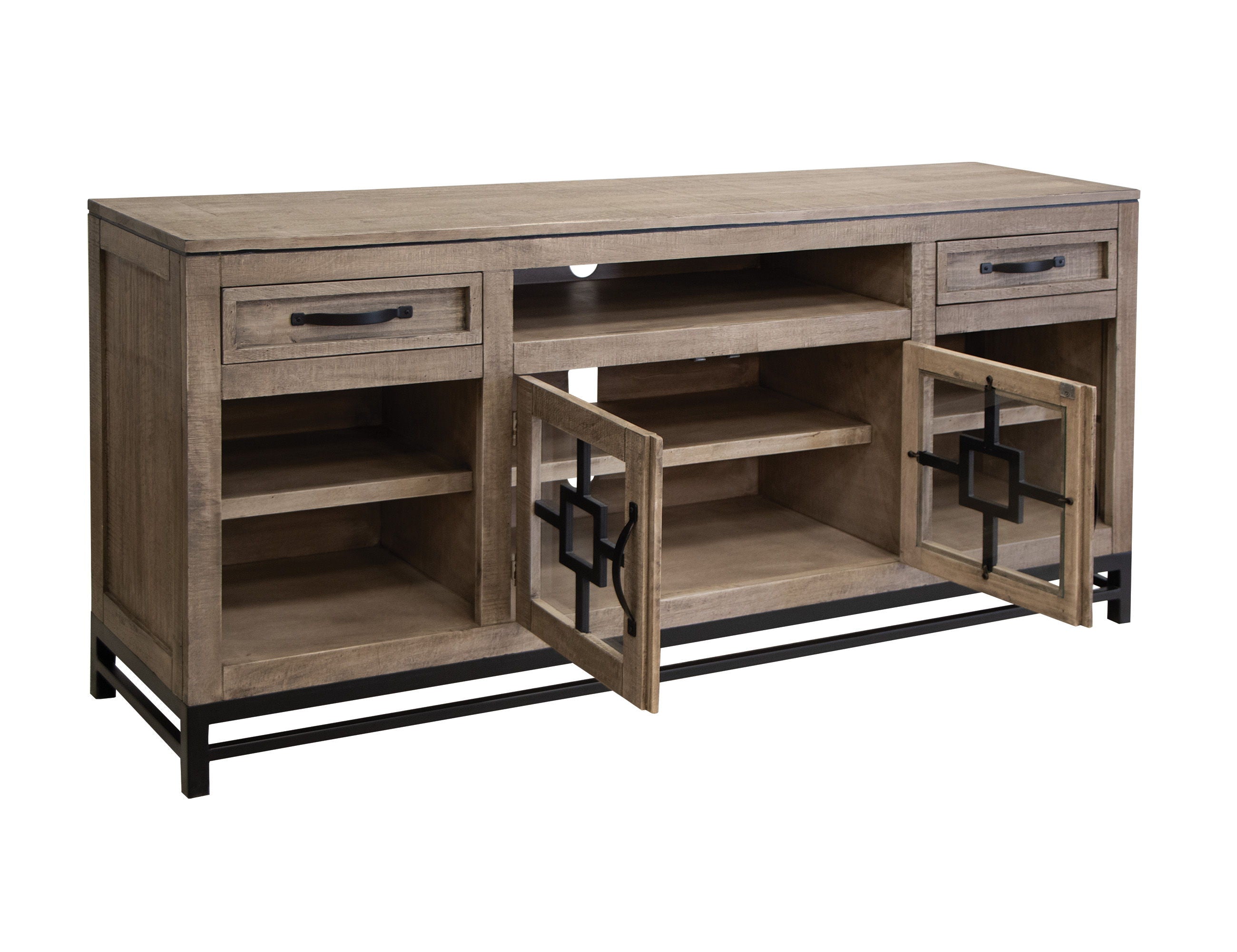 International Furniture Direct Blacksmith - TV Stand - Truffle Brown / Oil Black | Meri Furniture