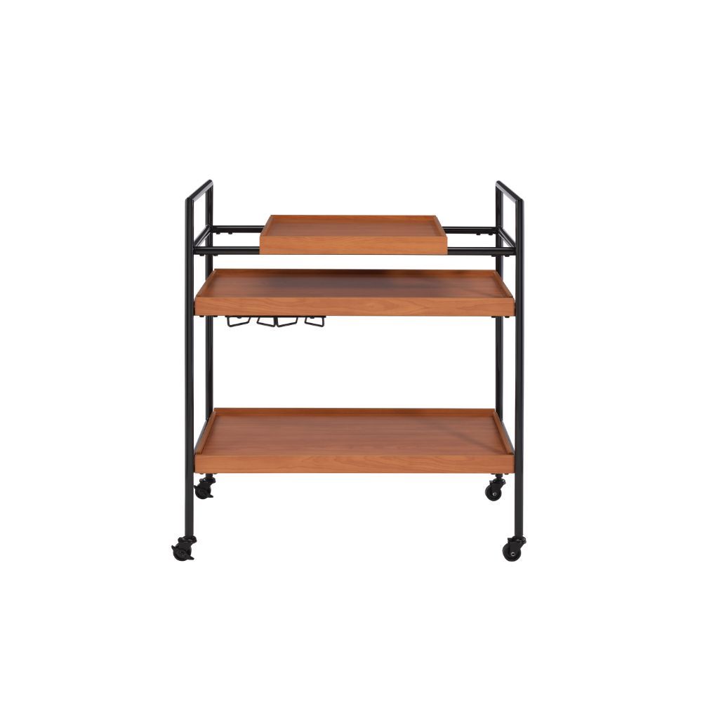 ACME Oaken - Serving Cart - Honey Oak & Black | Meri Furniture