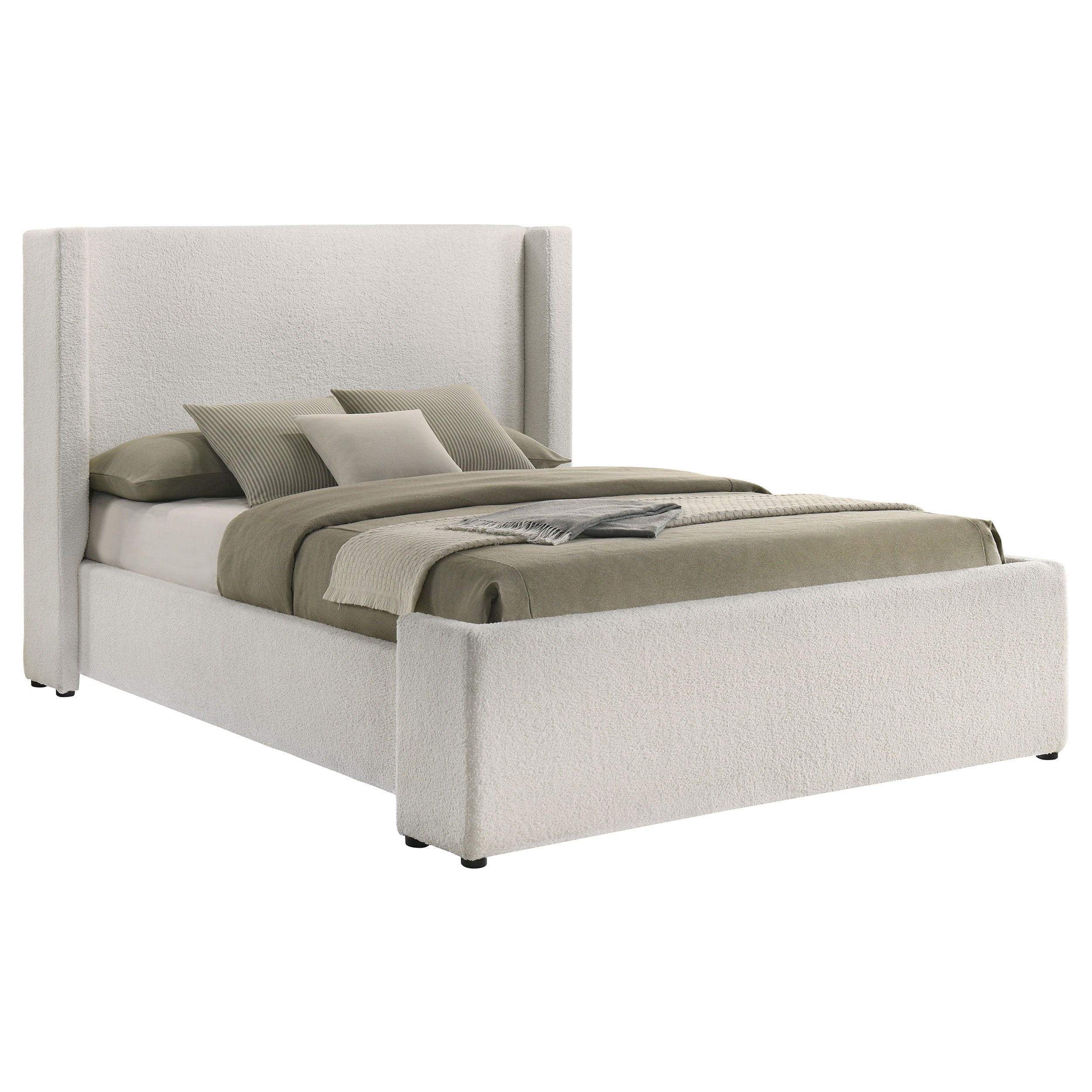 Coaster Fine Furniture Alamosa - Boucle Upholstered Wingback Bed | Meri Furniture