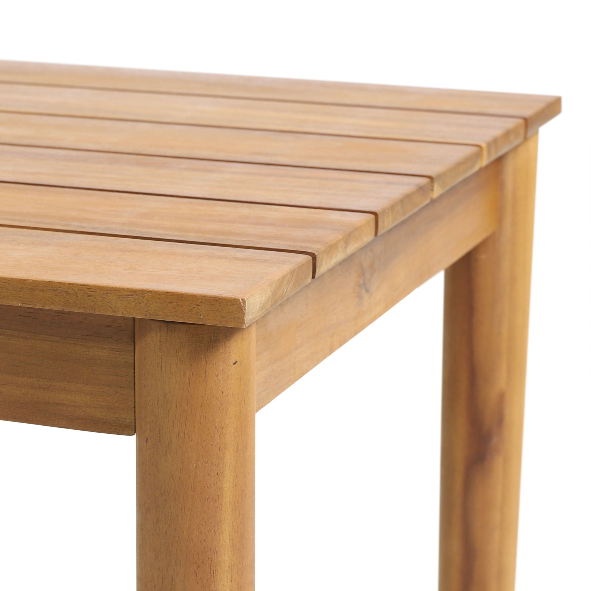 Outdoor Square Side Table With Slatted Top And Wood Frame - Teak