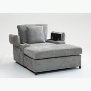 Chenille Fabric Sofa Bed With Cupholders And USB Charging Ports Chair For Living Room