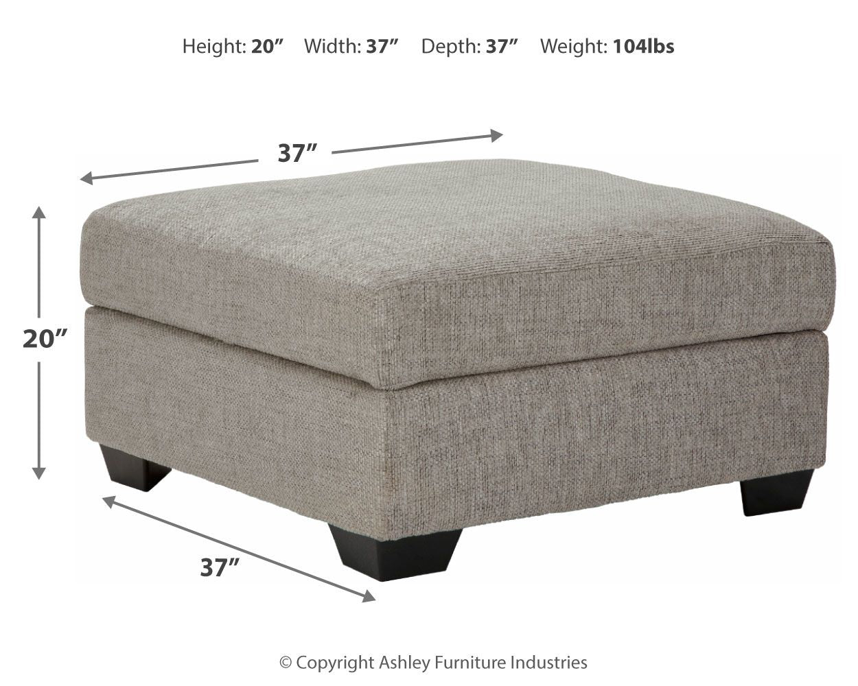 Ashley Furniture Megginson - Storm - Ottoman With Storage | Meri Furniture