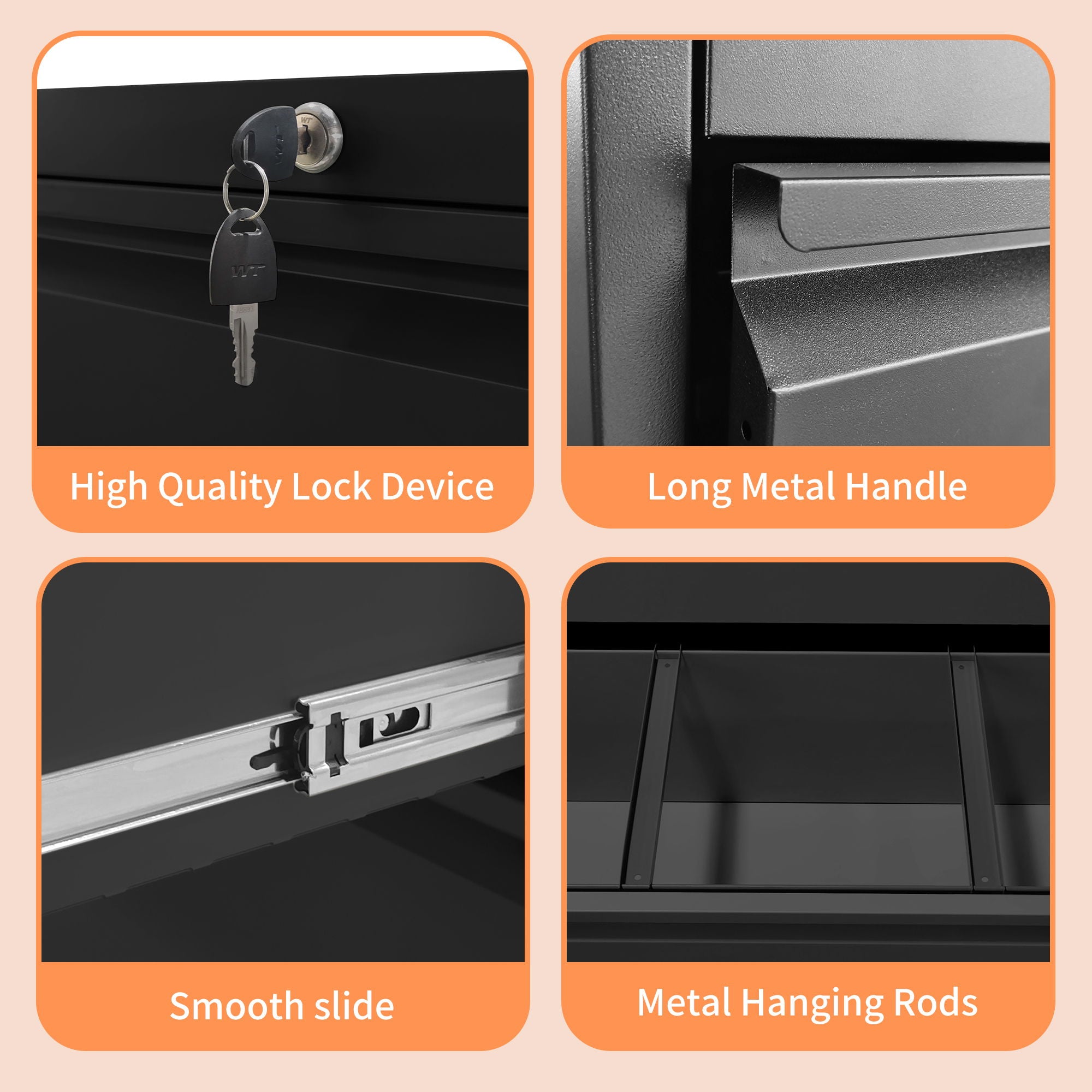 Lateral File Cabinet, Heavy Duty Filing Holds Letter/Legal/A4 Files