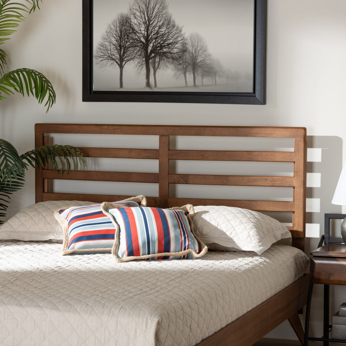 Akemi Modern and Contemporary Ash Walnut Finished Wood Full Size Headboard