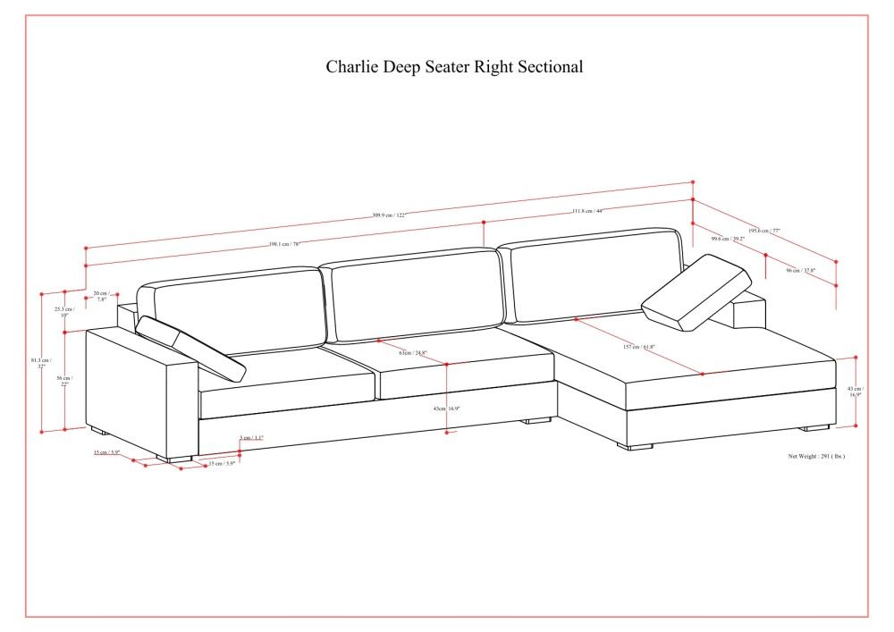 Charlie - Upholstered Deep Seater Sectional Sofa