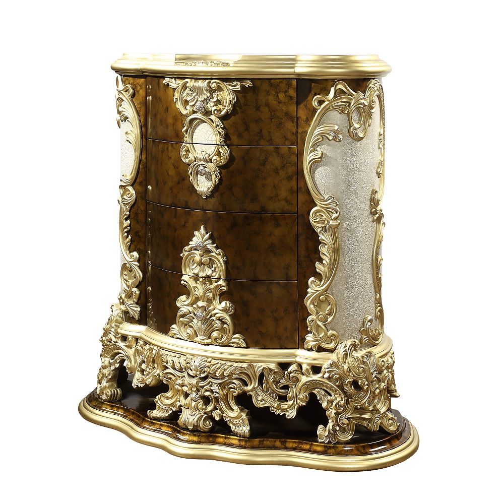 ACME Desiderius - Chest - Antique Gold & Hand Painted Brown | Meri Furniture