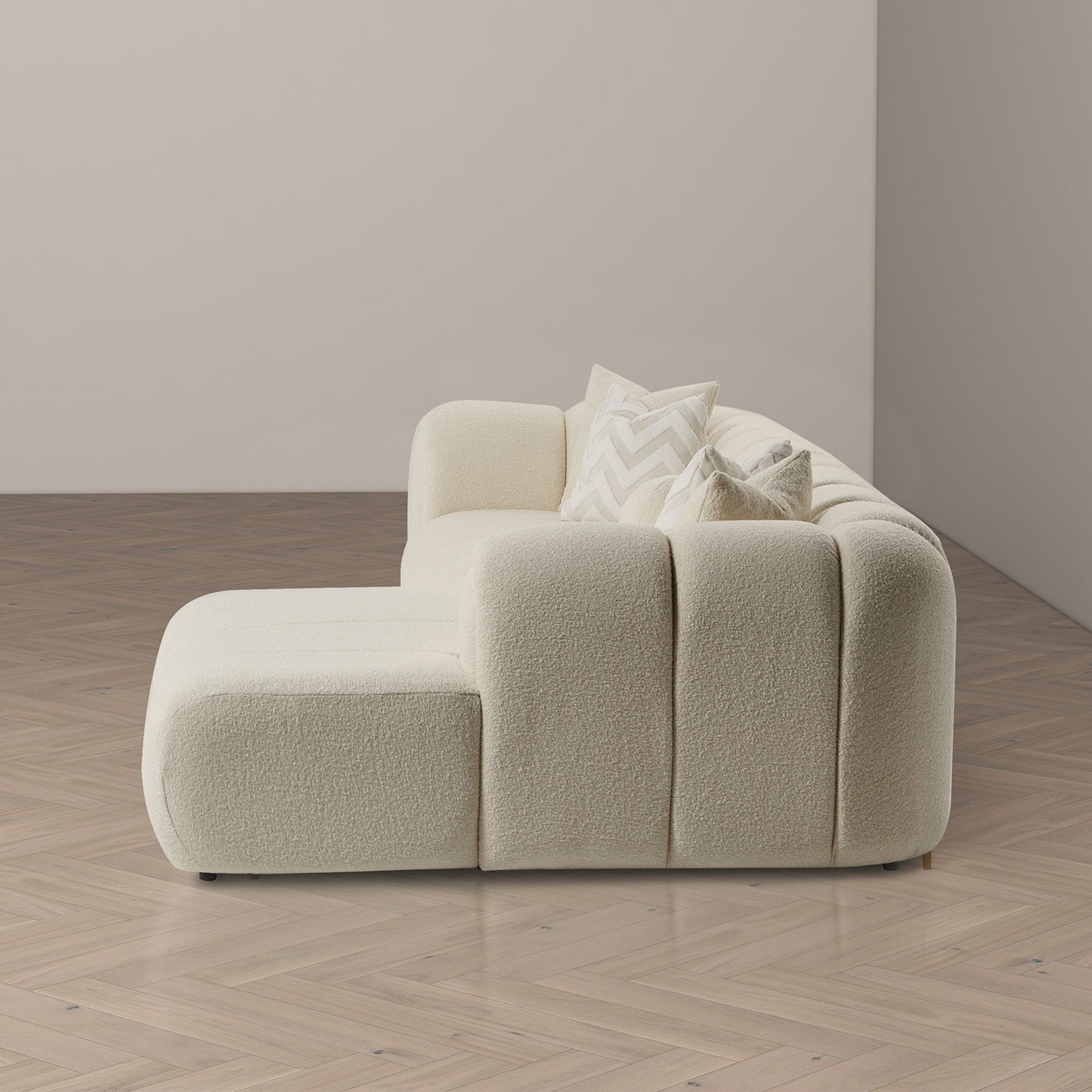 Beatrice - Modern Tufted Right Sectional Sofa - Ivory