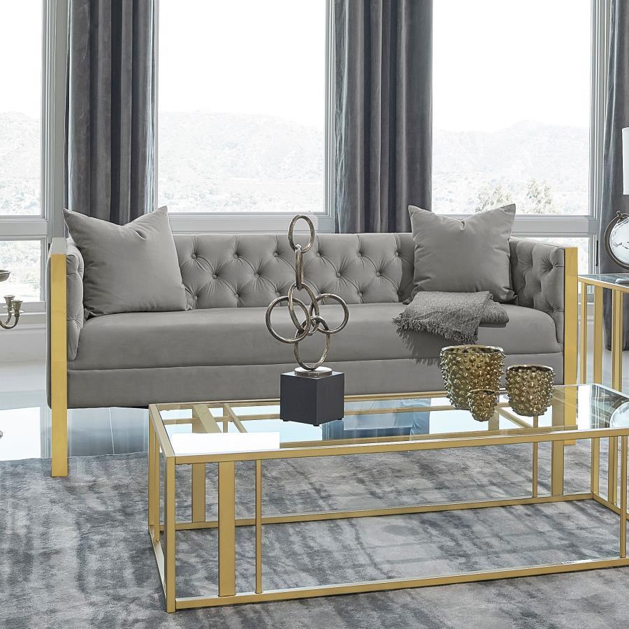 Coaster Fine Furniture Eastbrook - Velvet Upholstered Tufted Sofa - Gray | Meri Furniture
