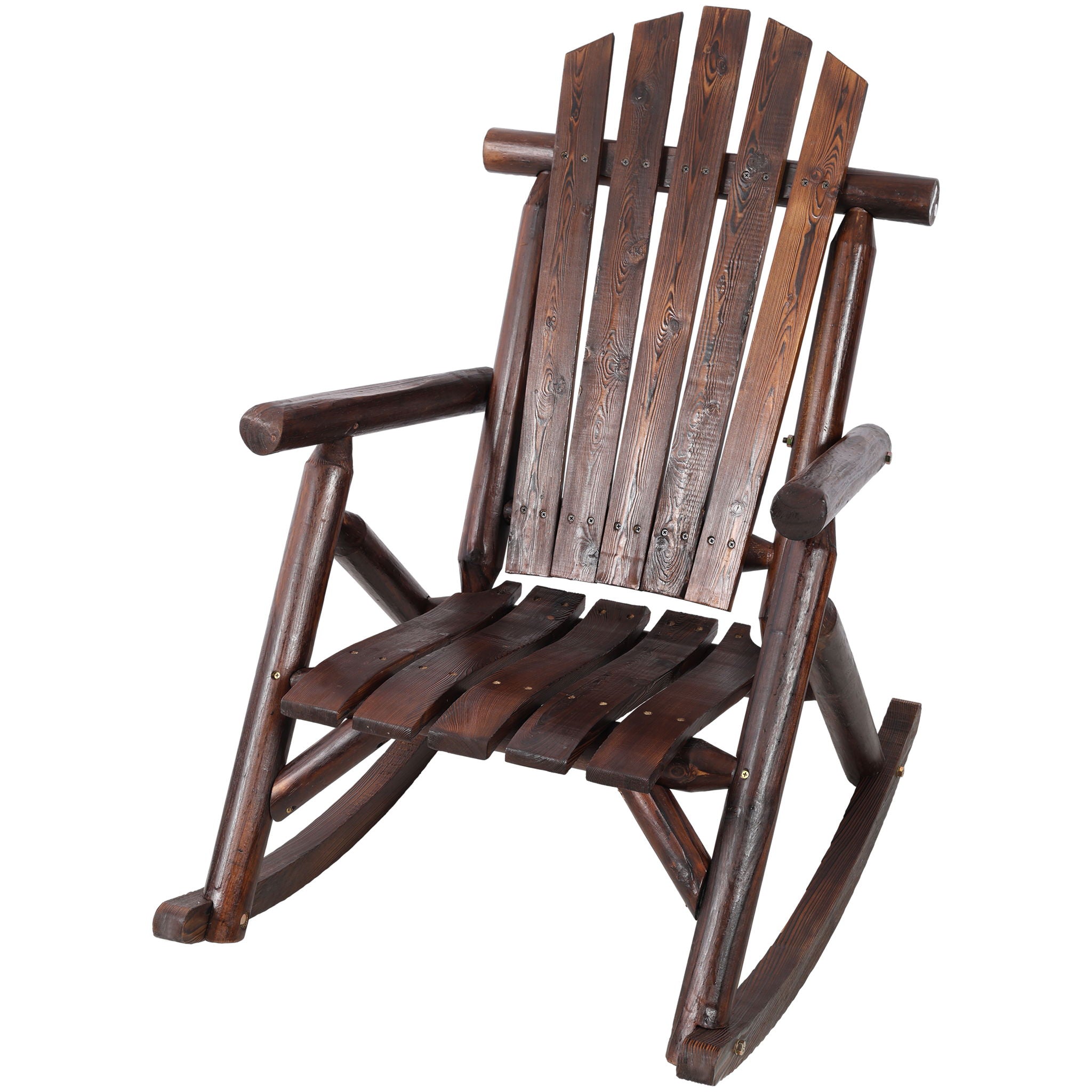 Durable Wooden Porch Rocker, Fir Log Rocking Chair
