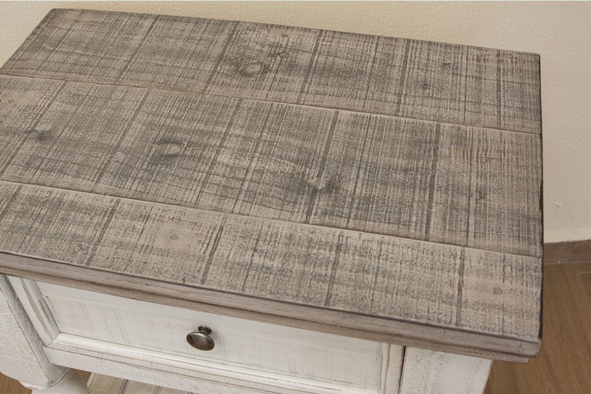 International Furniture Direct Stone - Dresser With 6 Drawers - Antiqued Ivory / Weathered Gray | Meri Furniture