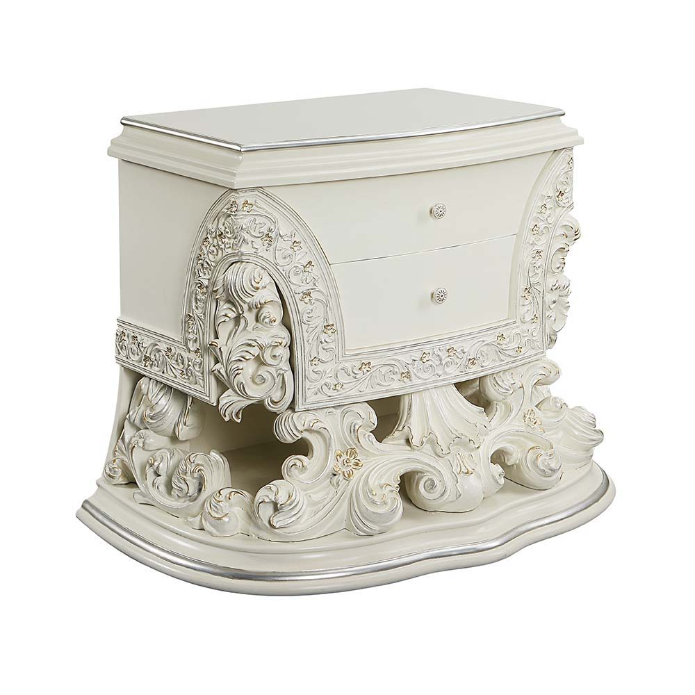 ACME Adara - Nightstand - Antique White Finish | Meri Furniture