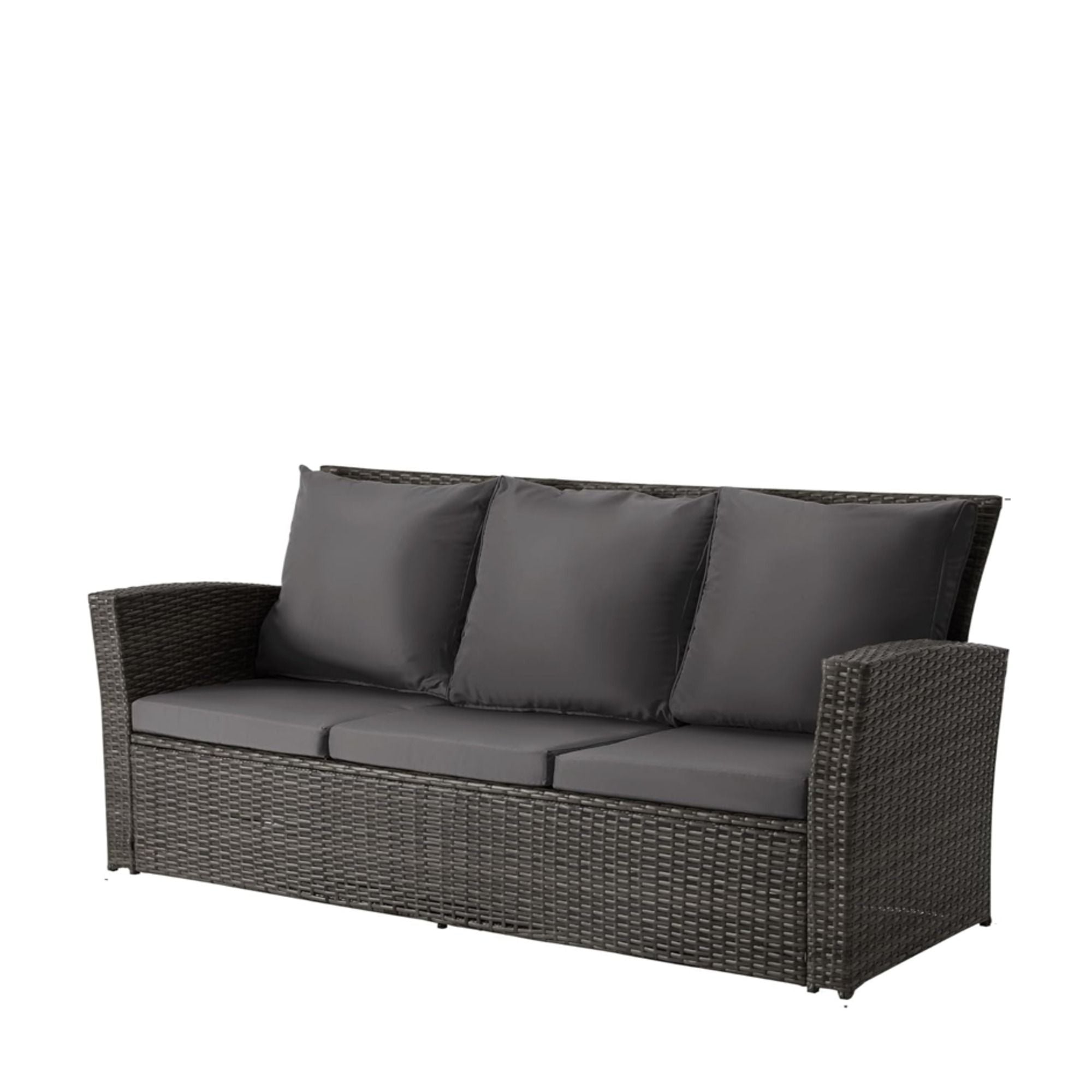 All-Weather Wicker 3 Seat Patio Sofa With Thick Cushions