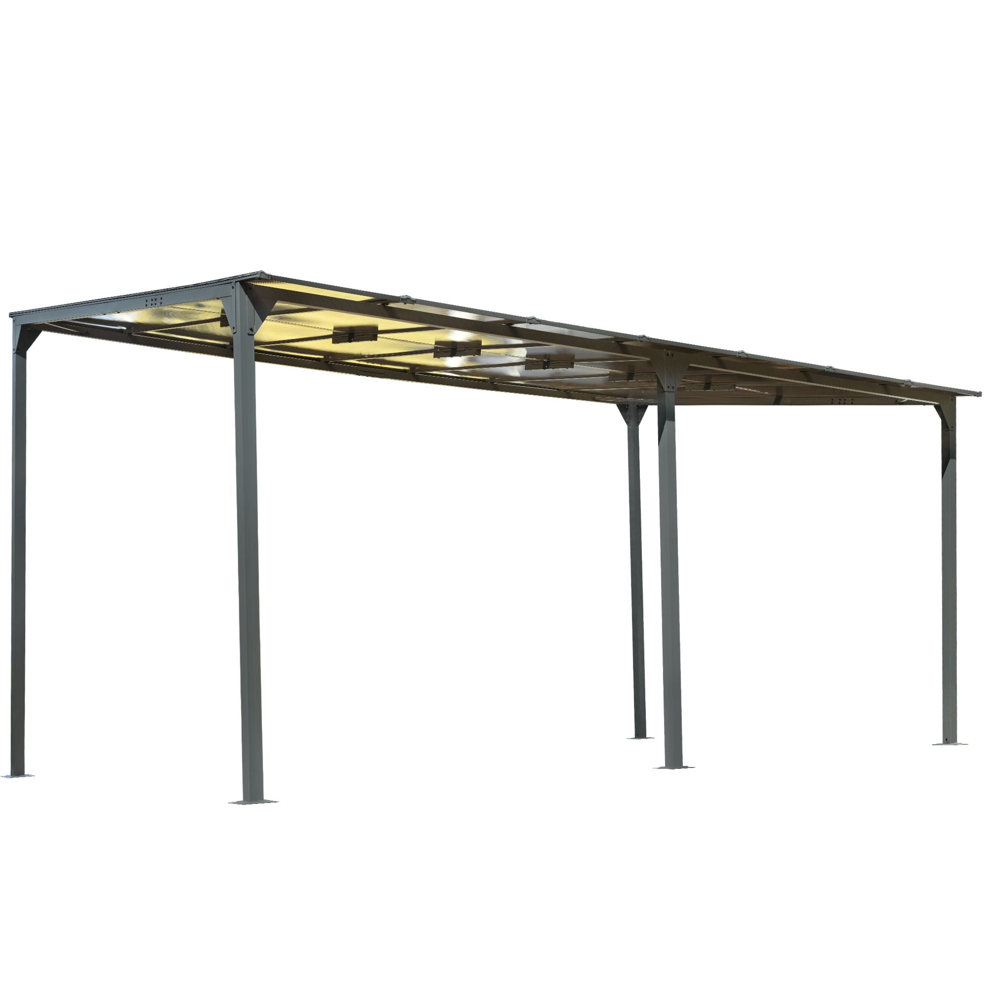 Outdoor Wall Mounted Gazebo With Sloped Roof Design, Uv Protection, And Durable Iron Frame - Gray