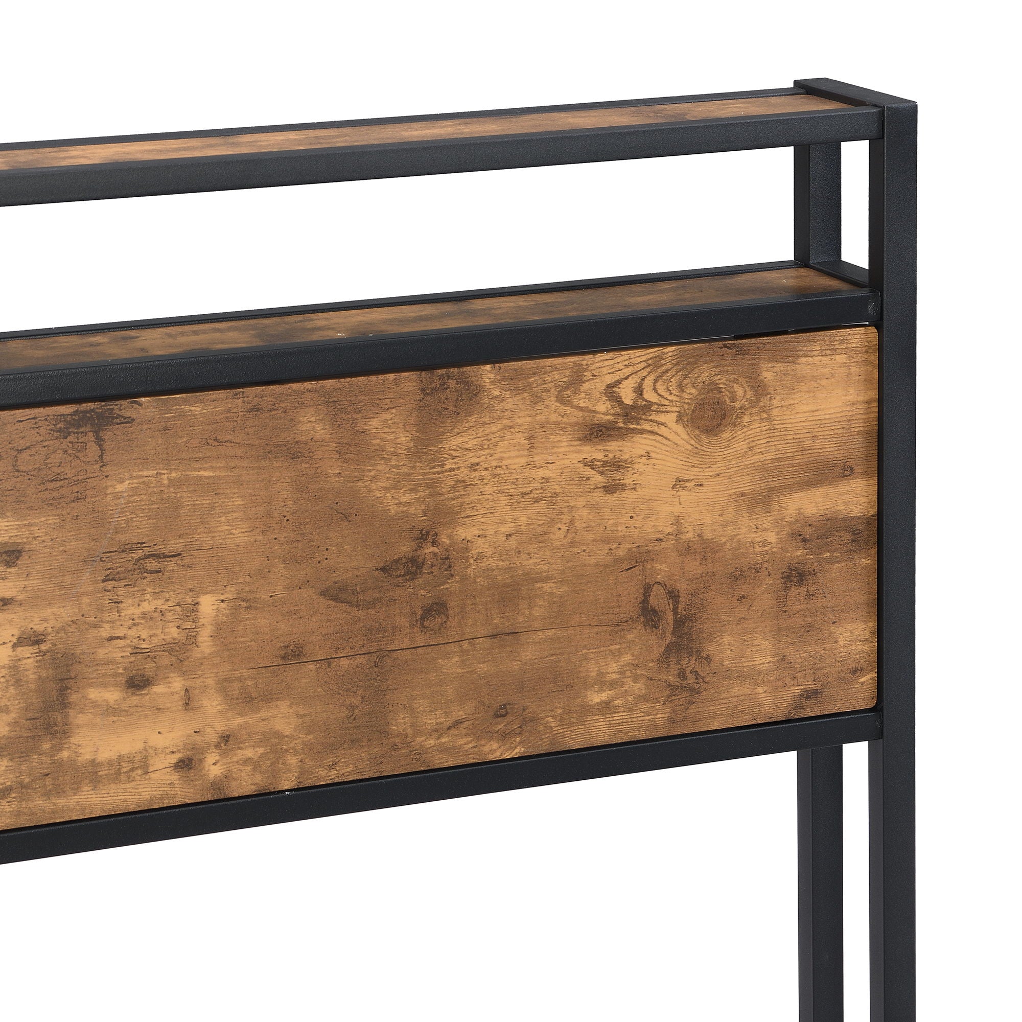 Platform Bed Frame With Wooden Headboard And Footboard, USB Liner