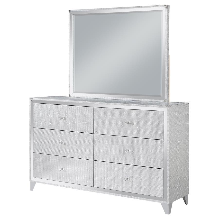 Coaster Fine Furniture Larue - 6-Drawer Dresser With Mirror - Silver | Meri Furniture