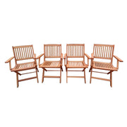Foldable Patio Dining Set With 4 Folding Chairs For Indoor And Outdoor Use - Teak